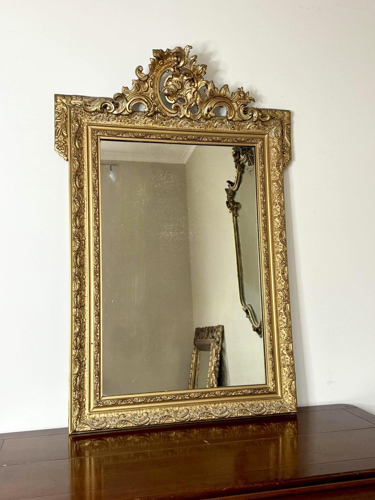 Golden mirror wooden frame