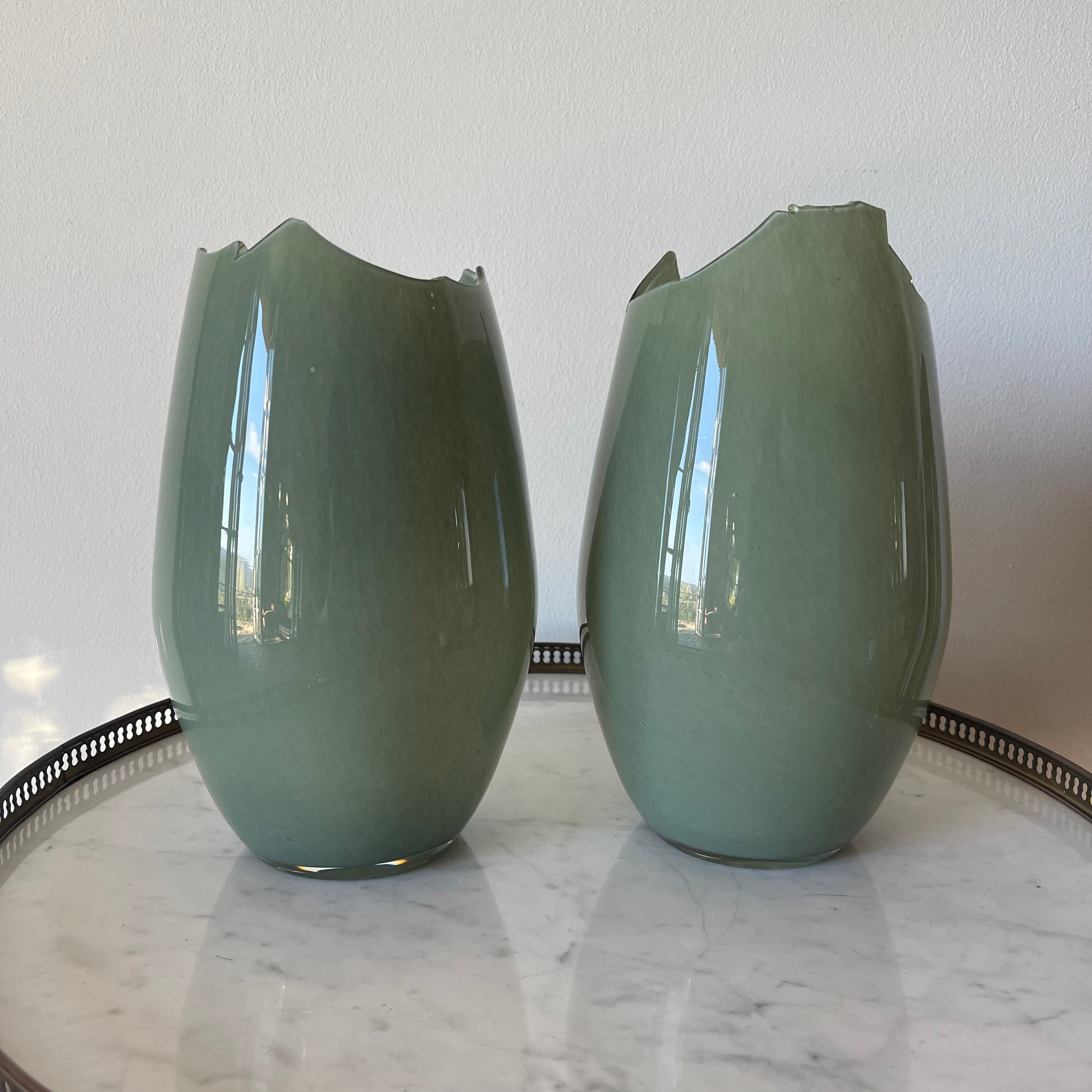 Irregular green vases
