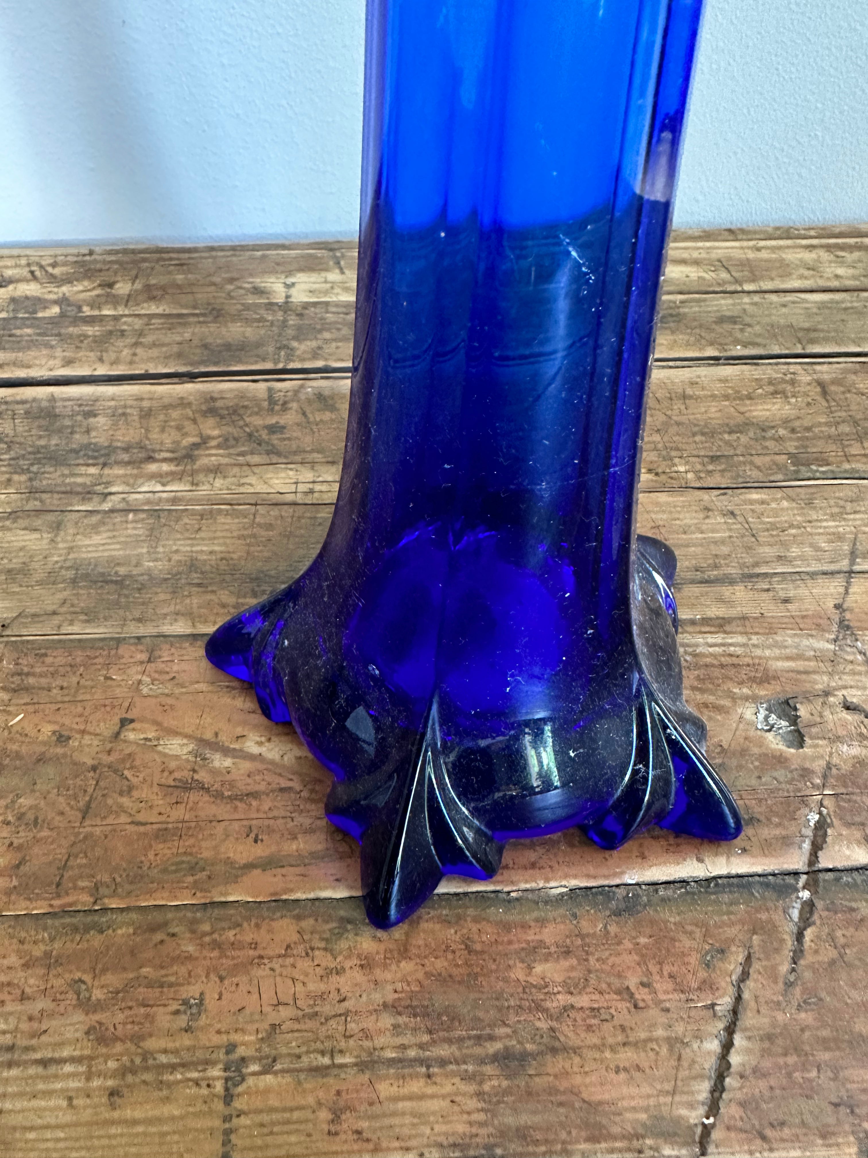 Tall blue vase
