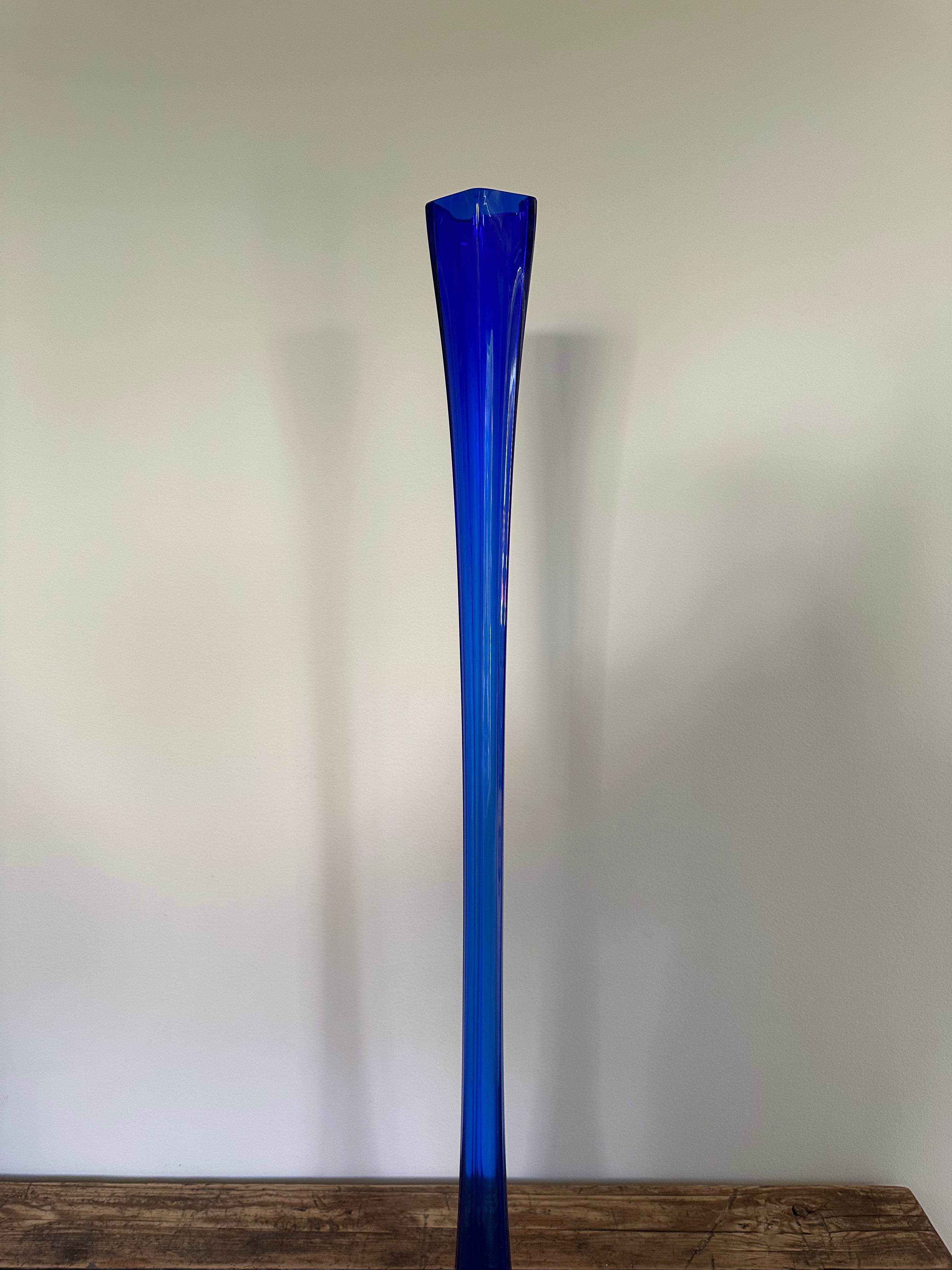 Tall blue vase